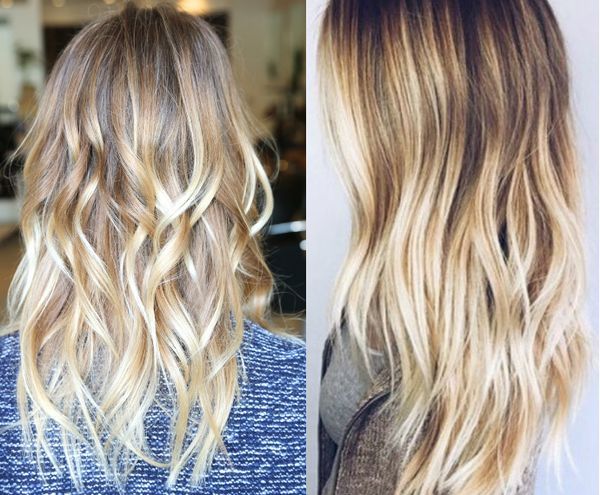 Balayage fr die blonden Haare mit Strhnen 2