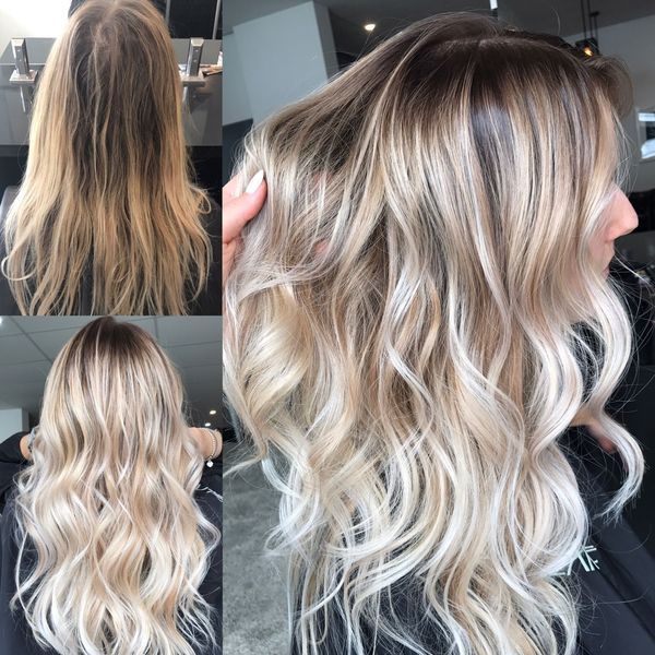 Balayage fr die blonden Haare mit Strhnen 4
