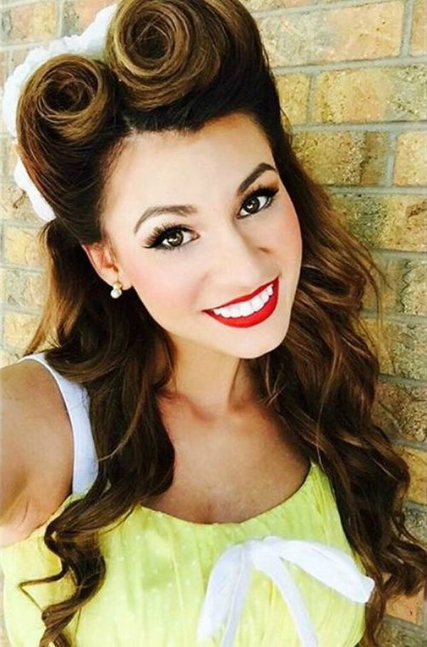 Frauen Rockabilly Frisur fr lange Haare 6
