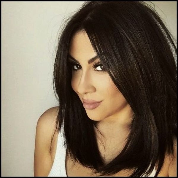 Long Bob fr braunen Haarschnitt 2