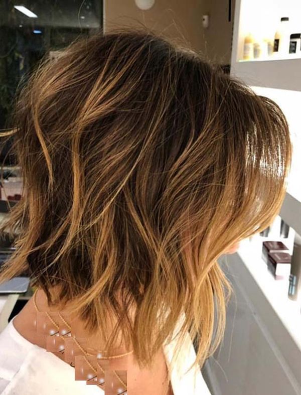 Long Bob fr braunen Haarschnitt 4