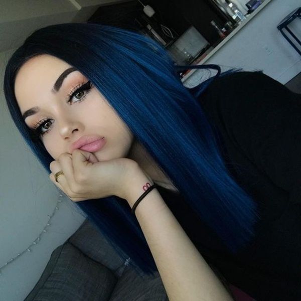 Moderne Trends der dunkelblauen Haare 7