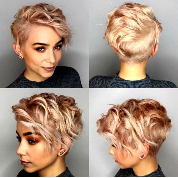 Ein welliger Oberkopf verleiht dem blonden Haar zusätzliches Volumen
