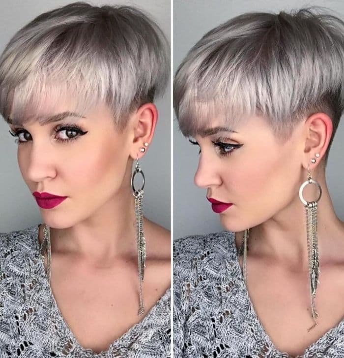 Kurzes graues Haar mit Undercut