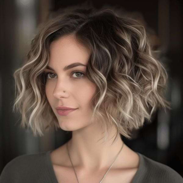 Der klassische Curly Bob in Kinnlaenge