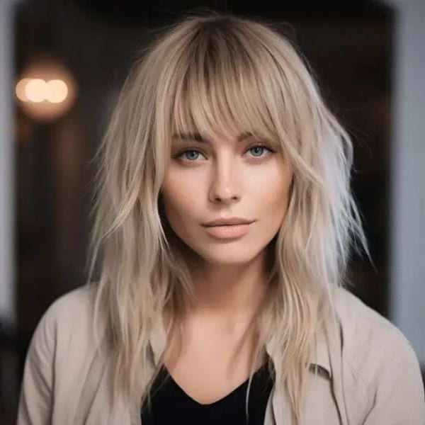 Gestufter Long Bob mit Pony