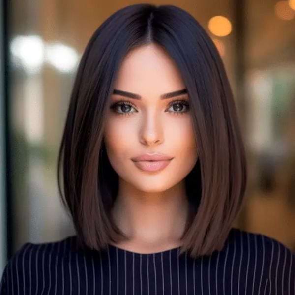 Mittellange Haare im Sleek Look